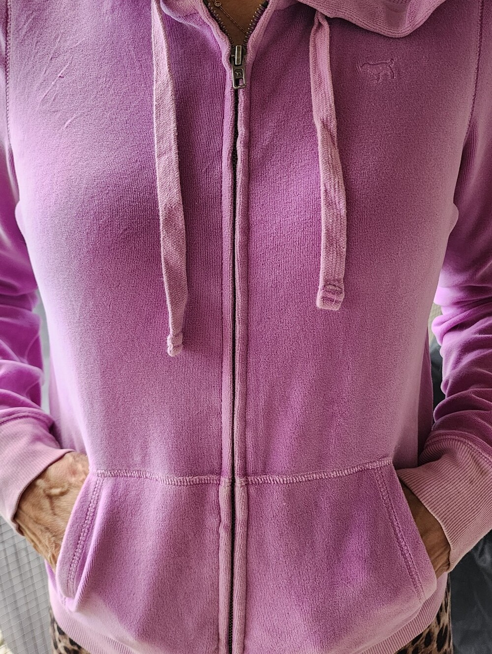 Victoria's Secret Pink VELOUR Zip-Up Hoodie Absolutely Beautiful Lilac 💜 - Picture 11 of 12